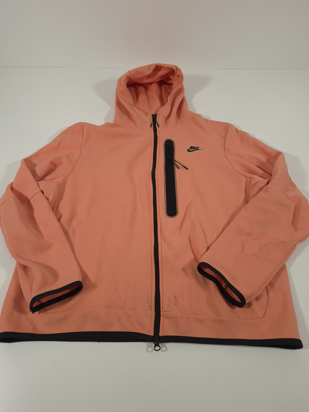 Nike Tech Hoodie Mens XL Orange Fleece Full Zip Hooded Jacket DD3100-835